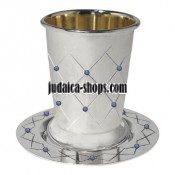 Silver Kiddush Cup  with Sapphire Stones