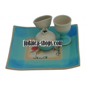 Ceramic Havdalah Set - Bright Blue