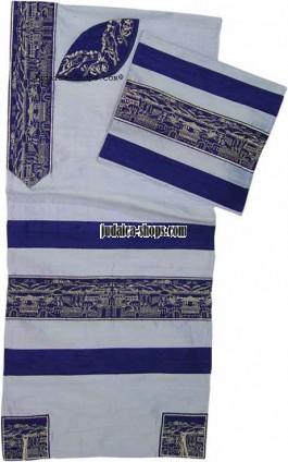 Rikmat Elimelech - Embroidered Wild Silk Tallit – 'City of David'