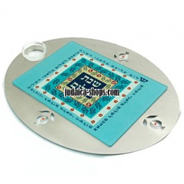 Oval Stainless Steel Challah board - turquoise