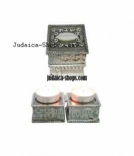 Silver-Plated “Jerusalem“ Travel Candlesticks