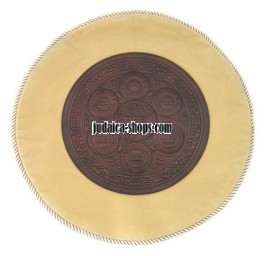 Round Leather Matzah Cover – Jerusalem Wave 