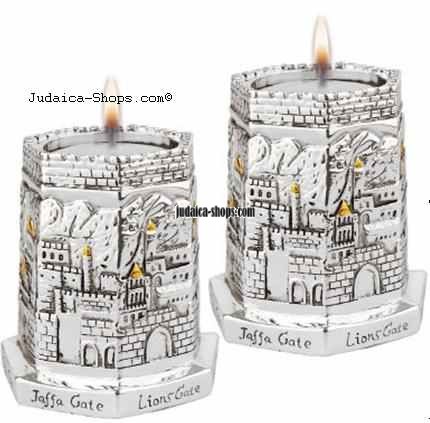 Jerusalem Gates” Hexagon-shaped Candlesticks