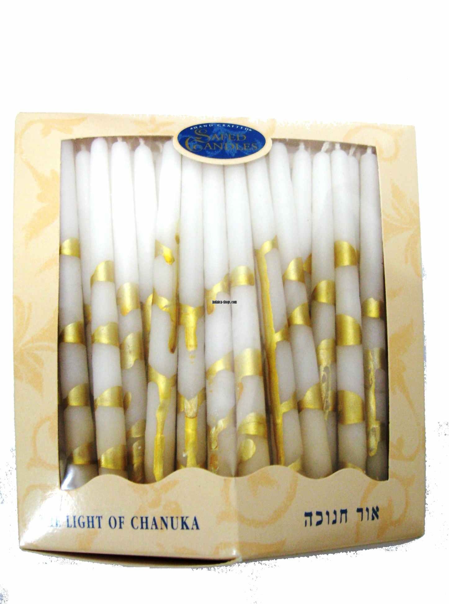 Festive Chanukah Candles – white & gold