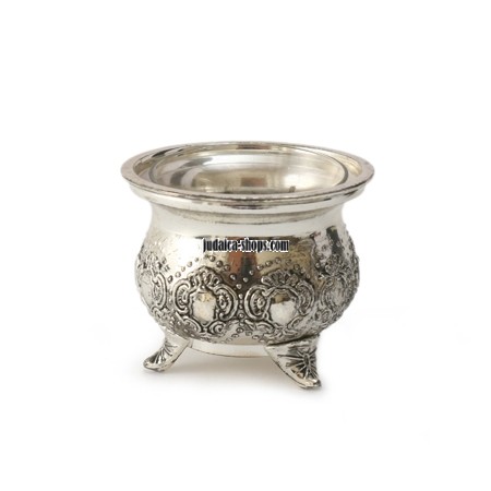 Silver-Plated and Glass Salt Cellar