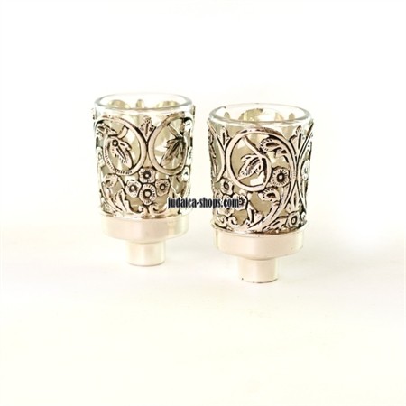 Silver-Plated Candleholders - Neronim - Flowers