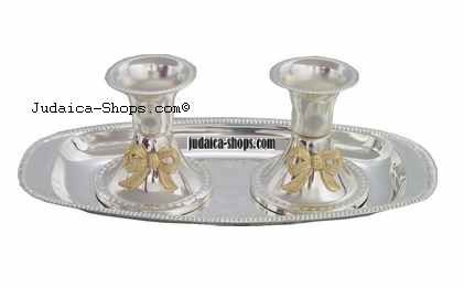 Bow-Tie” Candlesticks & Tray