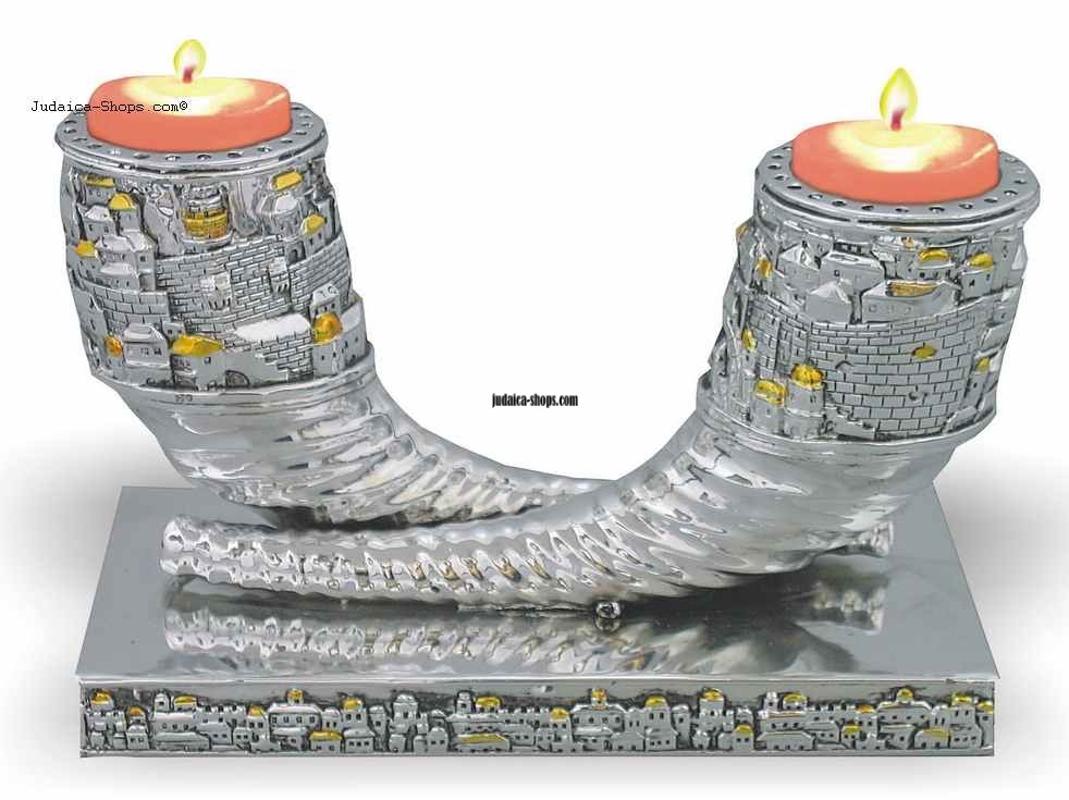 Shofar-Shaped “Jerusalem” Candlestick
