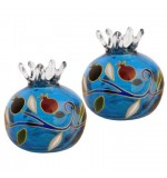 Pomegranate’ Candle Holders – Blue Glass
