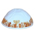 Velvet ‘Jerusalem’ Kippah - White