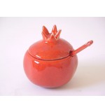 Ceramic Pomegranate Honey Dish - Red